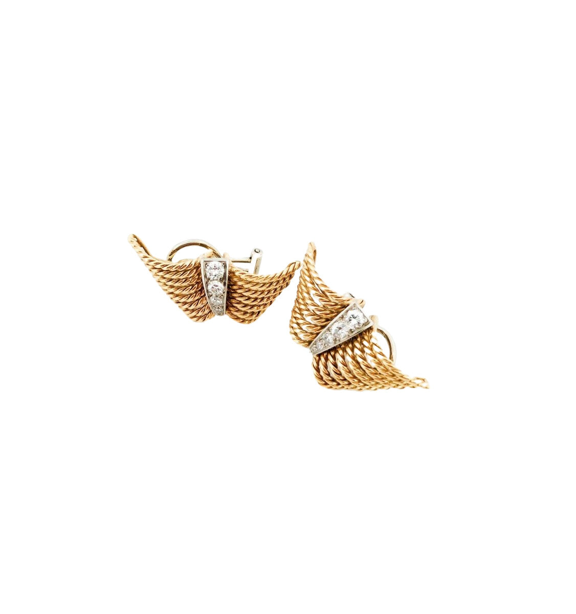 Boucles d'oreilles Clip en or jaune et diamants - Castafiore