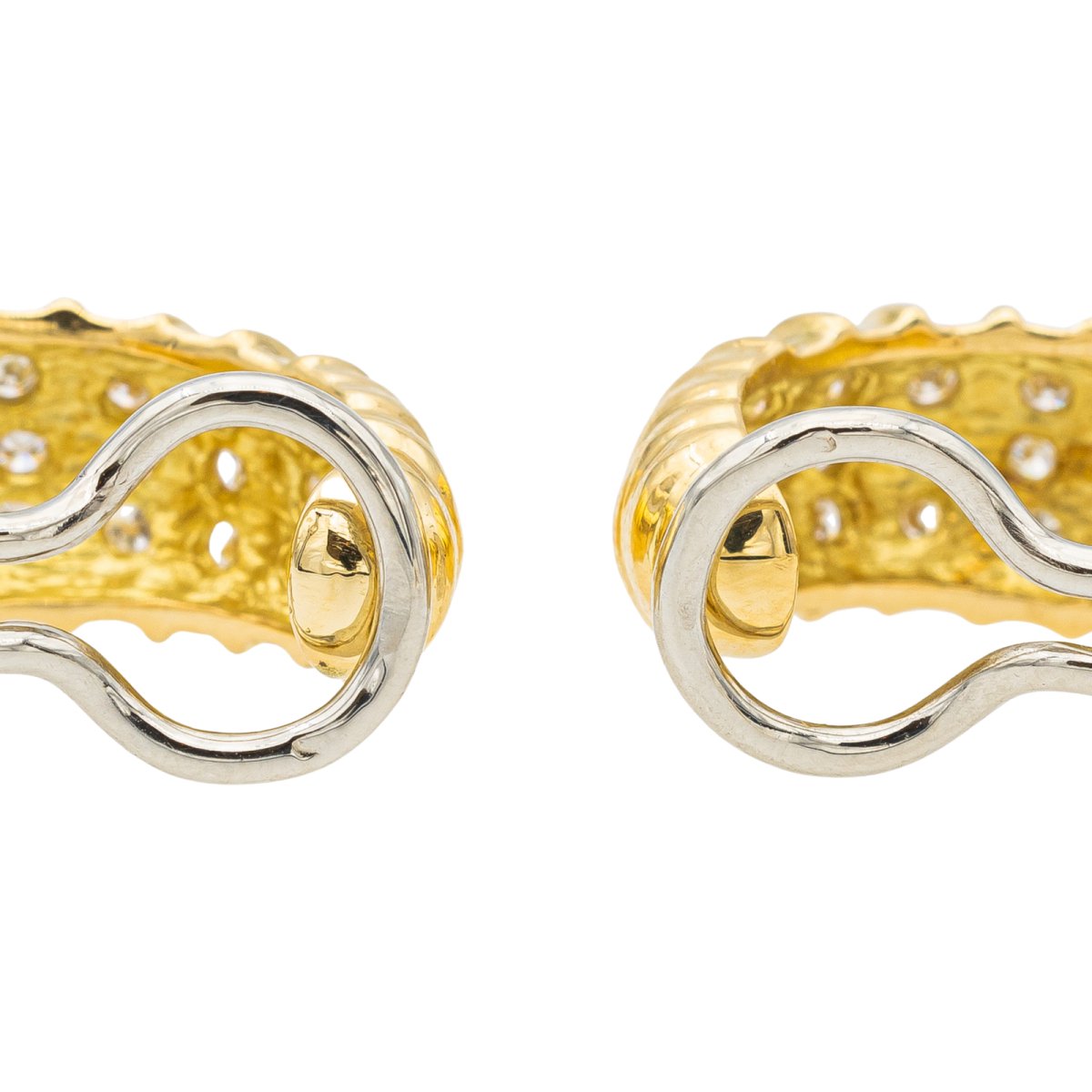 Boucles d'oreilles Clip en or jaune, or blanc et diamants - Castafiore
