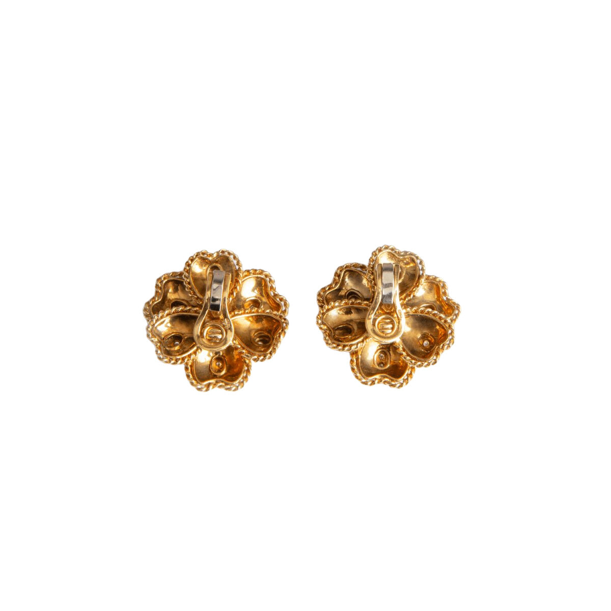 Boucles d'oreilles Clip Fleurs en or jaune et en diamants - Castafiore