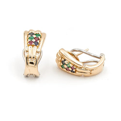 Boucles d'oreilles Clips en 2 ors et pierres fines multicolores - Castafiore