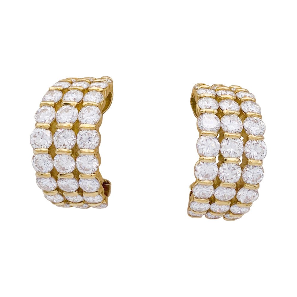 Boucles d'oreilles Clips en or jaune et diamants. - Castafiore