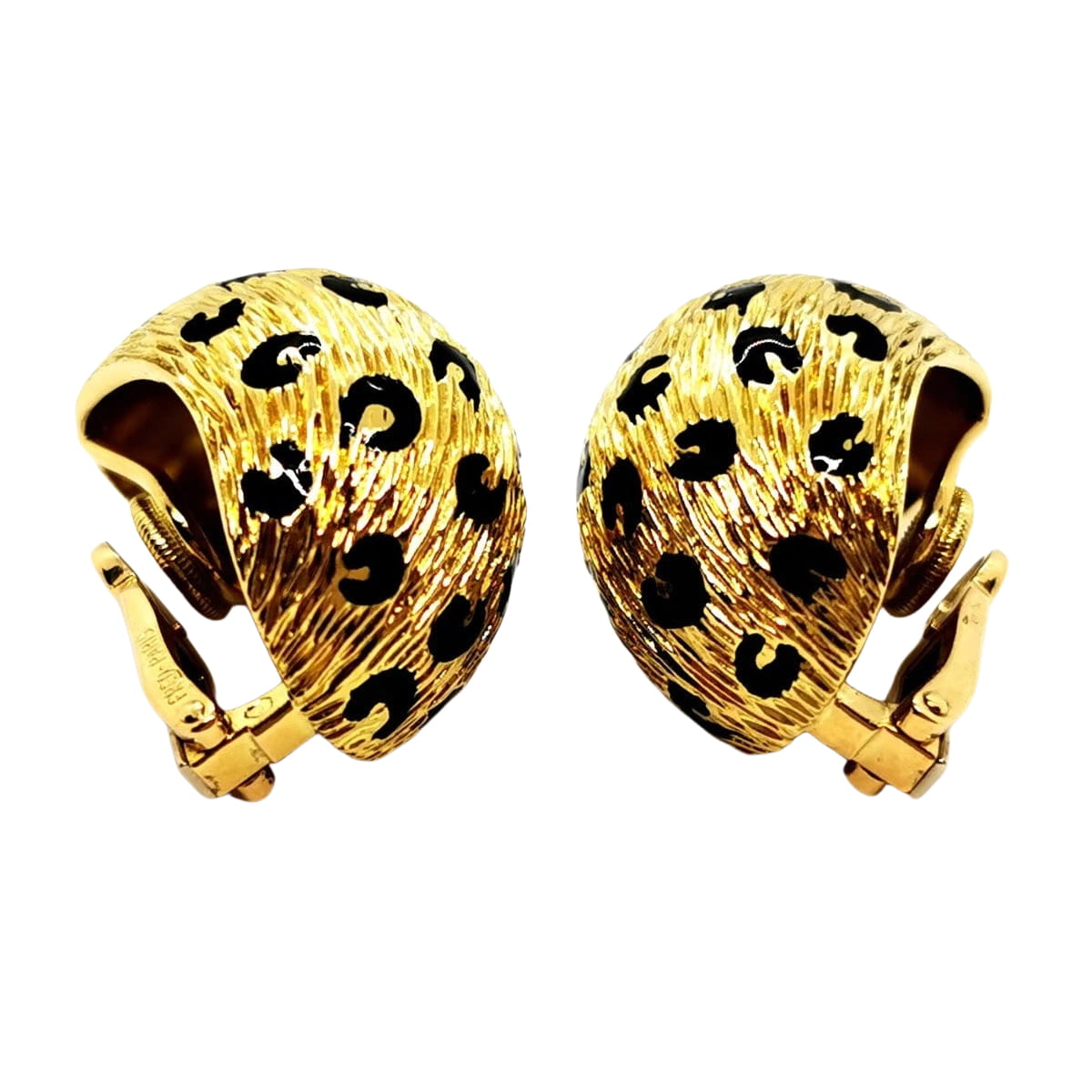 Boucles d'oreilles Clips FRED "Léopard", en or jaune et émail - Castafiore