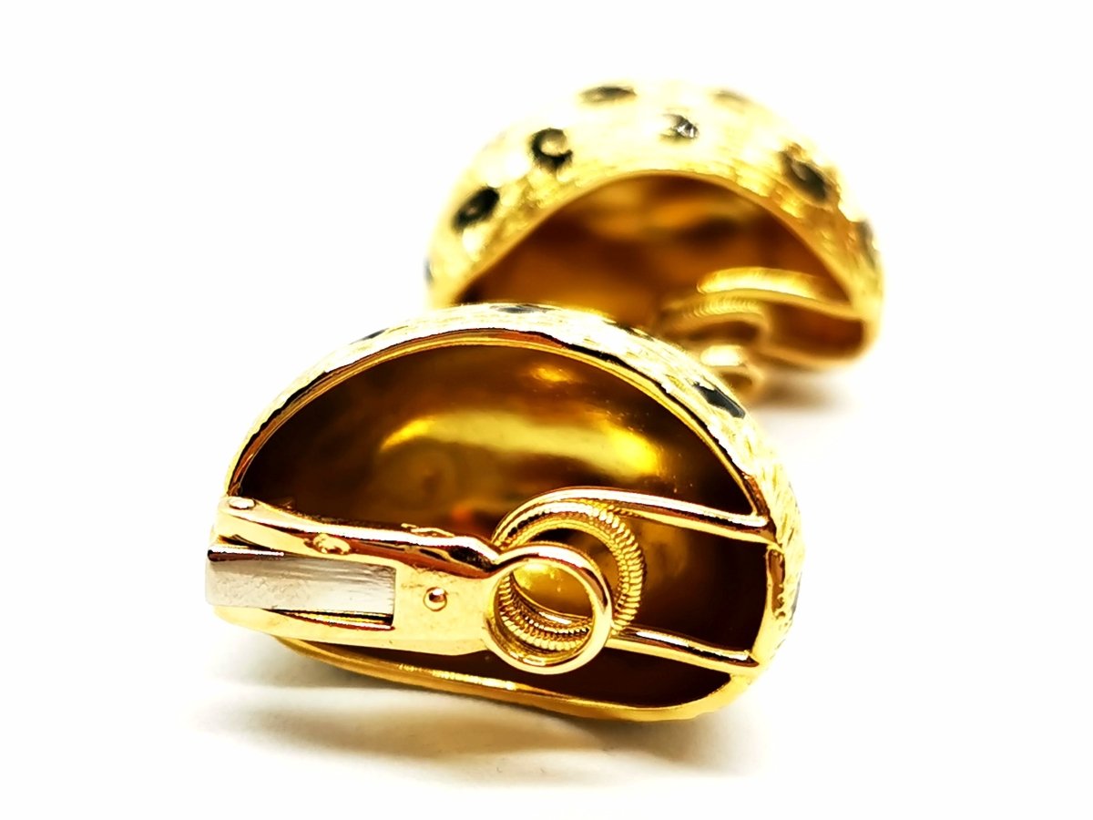 Boucles d'oreilles Clips FRED "Léopard", en or jaune et émail - Castafiore