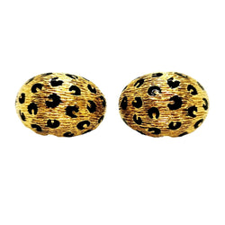Boucles d'oreilles Clips FRED "Léopard", en or jaune et émail - Castafiore