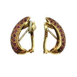 Boucles d'oreilles Clips Pavées rubis en or jaune - Castafiore