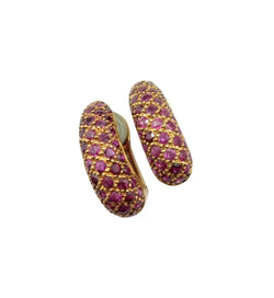 Boucles d'oreilles Clips Pavées rubis en or jaune - Castafiore