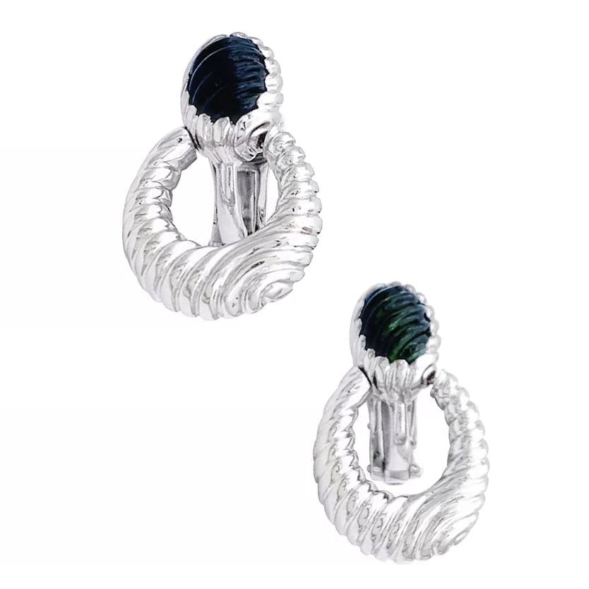 Boucles d'oreilles Clou BOUCHERON "Ludivine" en or blanc et tourmalines - Castafiore