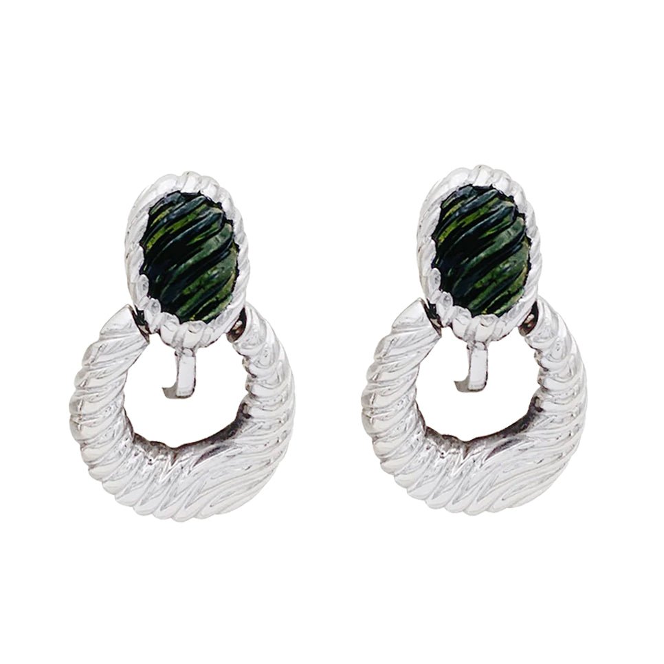 Boucles d'oreilles Clou BOUCHERON "Ludivine" en or blanc et tourmalines - Castafiore