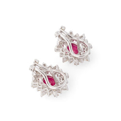 Boucles d'oreilles Clou Marguerite en or blanc, rubis et diamants - Castafiore