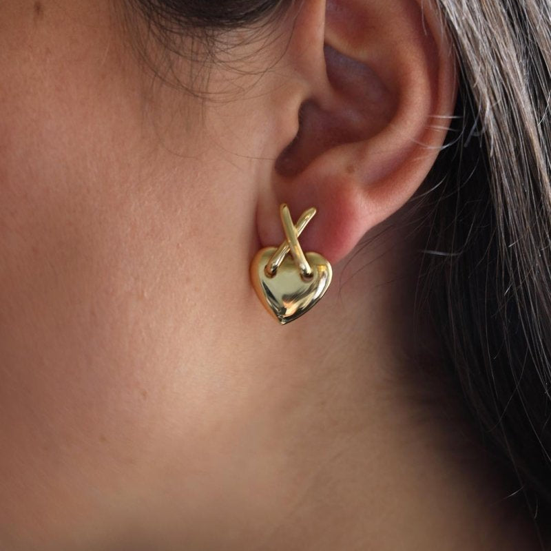 Boucles d'oreilles coeur en or jaune - Castafiore