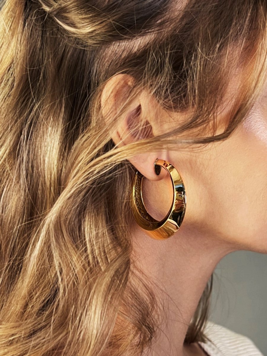 Boucles d'oreilles Créoles à clip en or jaune - Castafiore