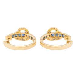 Boucles d'oreilles Créoles coeurs en or jaune, saphirs et diamants - Castafiore