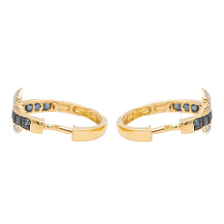 Boucles d'oreilles Créoles coeurs en or jaune, saphirs et diamants - Castafiore