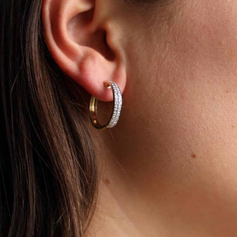 Boucles d'oreilles Créoles en 2 ors et diamants - Castafiore