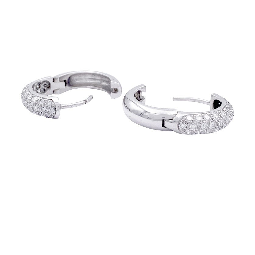 Boucles d'oreilles créoles en or blanc, diamants. - Castafiore