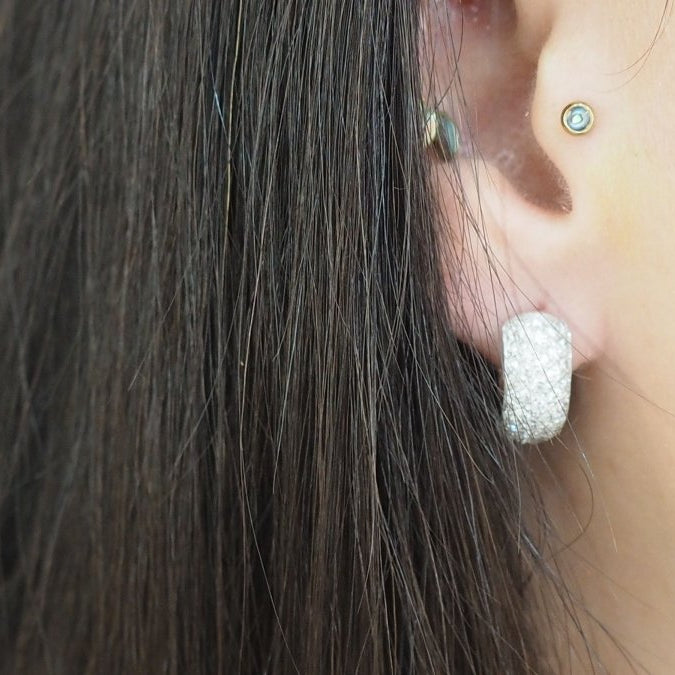 Boucles d'oreilles Créoles en or blanc et diamants - Castafiore