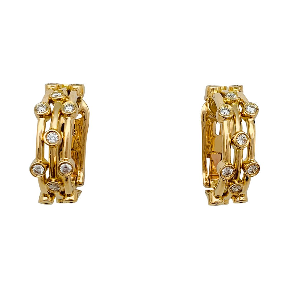 Boucles d'oreilles créoles en or jaune et diamants - Castafiore