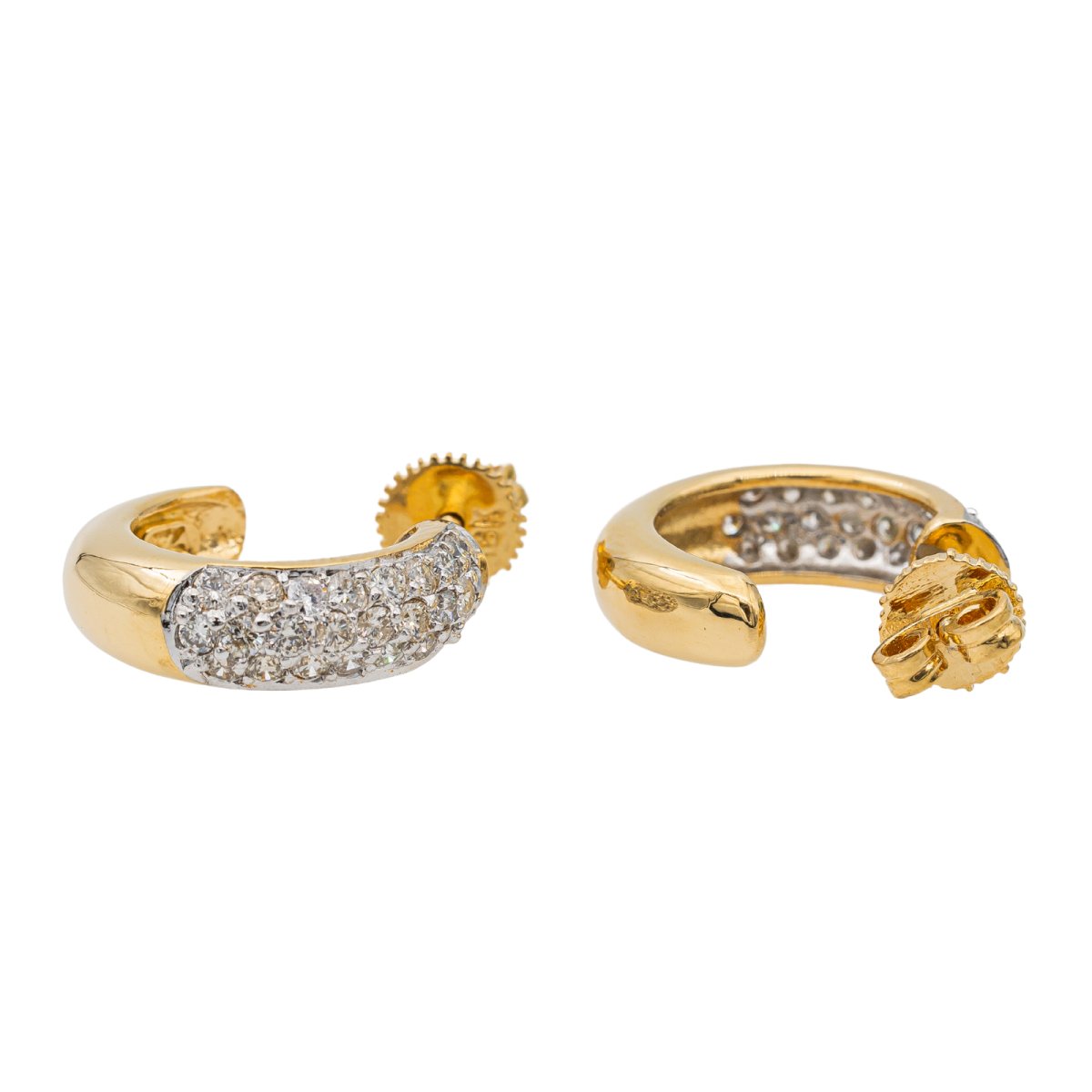Boucles d'oreilles Créoles en or jaune et diamants - Castafiore