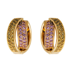 Boucles d'oreilles Créoles en or jaune et saphirs - Castafiore