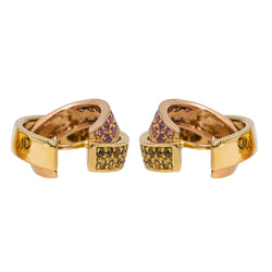 Boucles d'oreilles Créoles en or jaune et saphirs - Castafiore