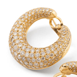 Boucles d'oreilles Créoles en or jaune pavées de diamants - Castafiore