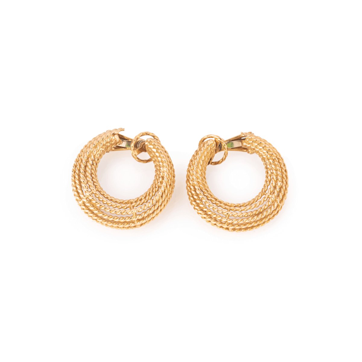 Boucles d'oreilles créoles en or jaune torsadé - Castafiore