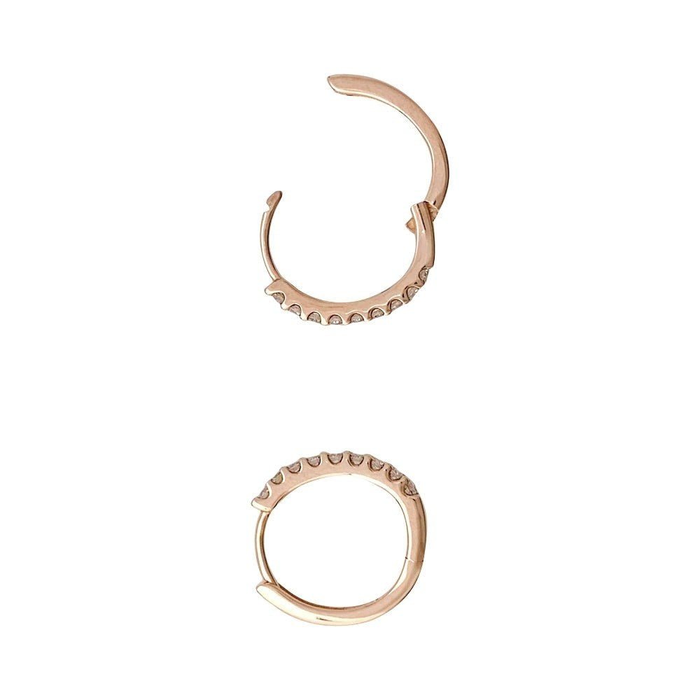 Boucles d'oreilles créoles en or rose et diamants - Castafiore