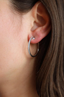 Boucles d'oreilles Créoles Or blanc Diamant - Castafiore