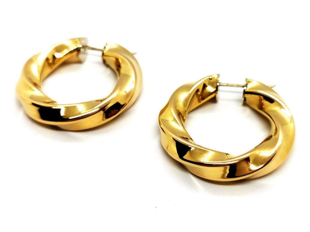 Boucles d'oreilles Créoles torsadées en or jaune - Castafiore