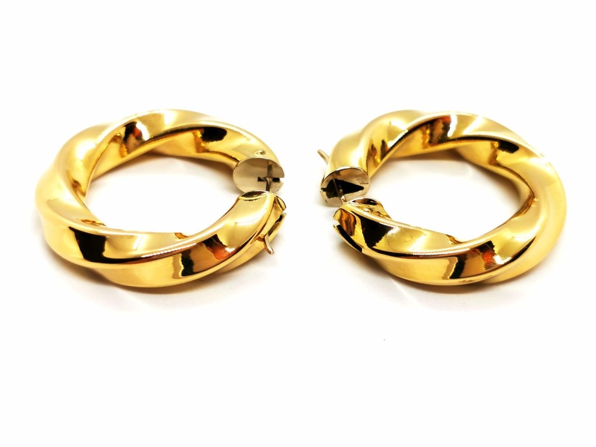 Boucles d'oreilles Créoles torsadées en or jaune - Castafiore