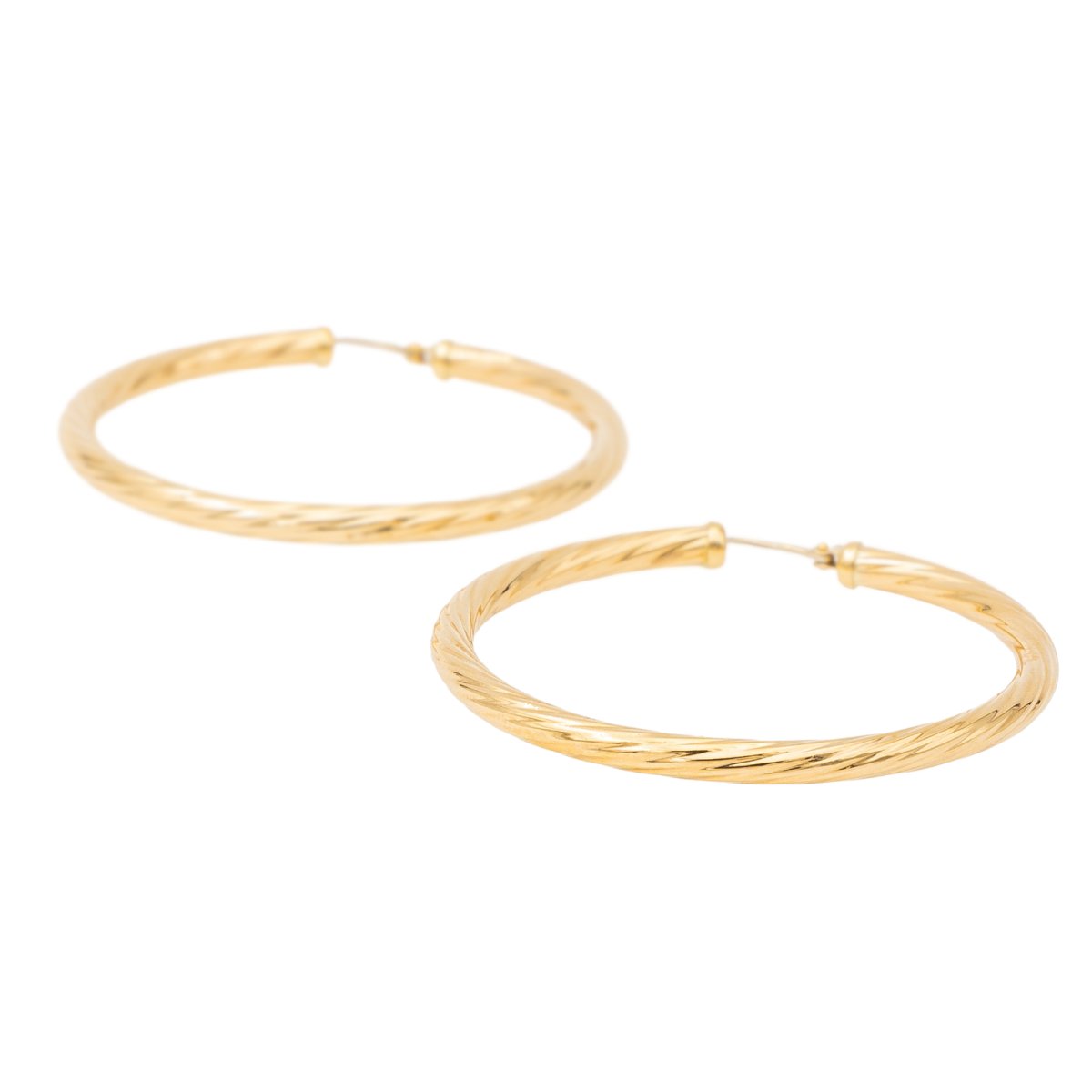 Boucles d'oreilles Créoles torsadées en or jaune - Castafiore