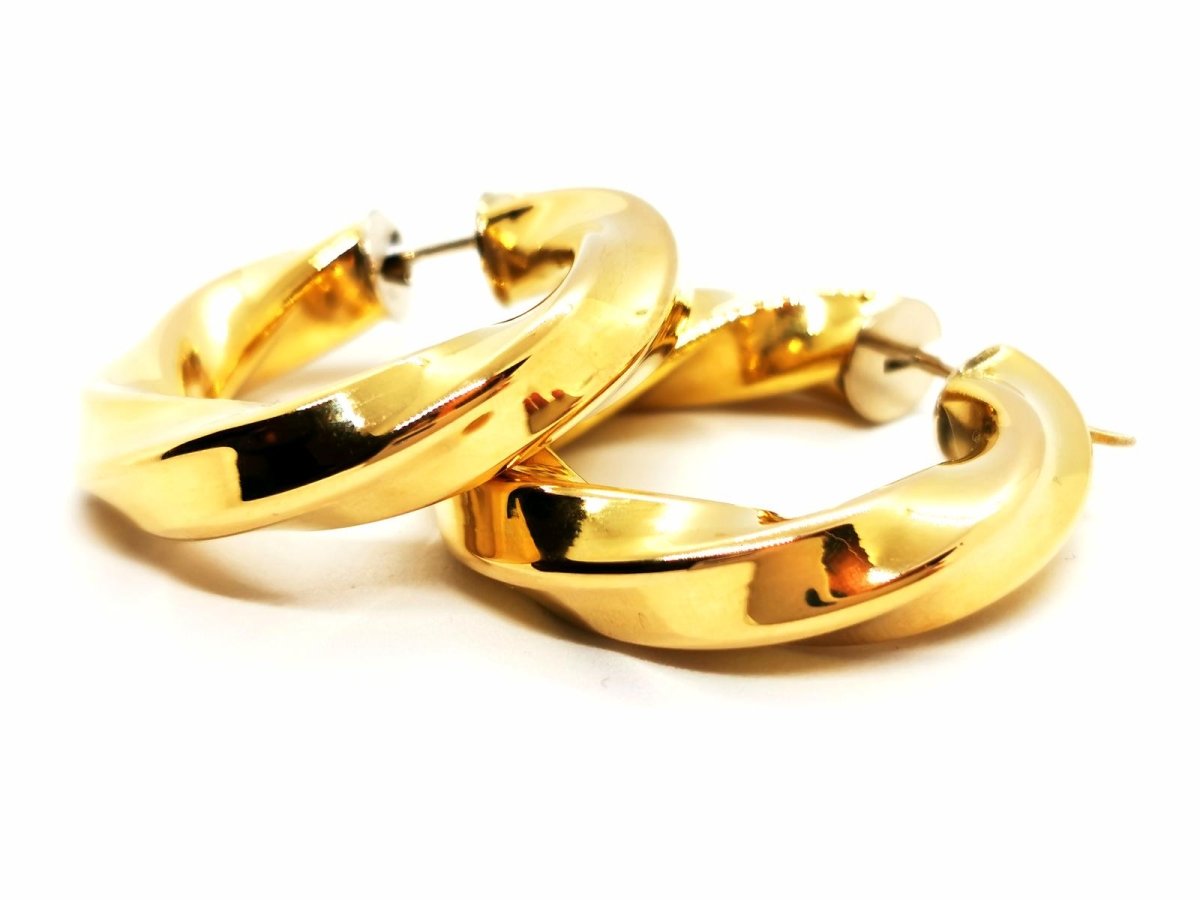 Boucles d'oreilles Créoles torsadées en or jaune - Castafiore