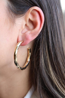 Boucles d'oreilles Créoles torsadées en or jaune - Castafiore