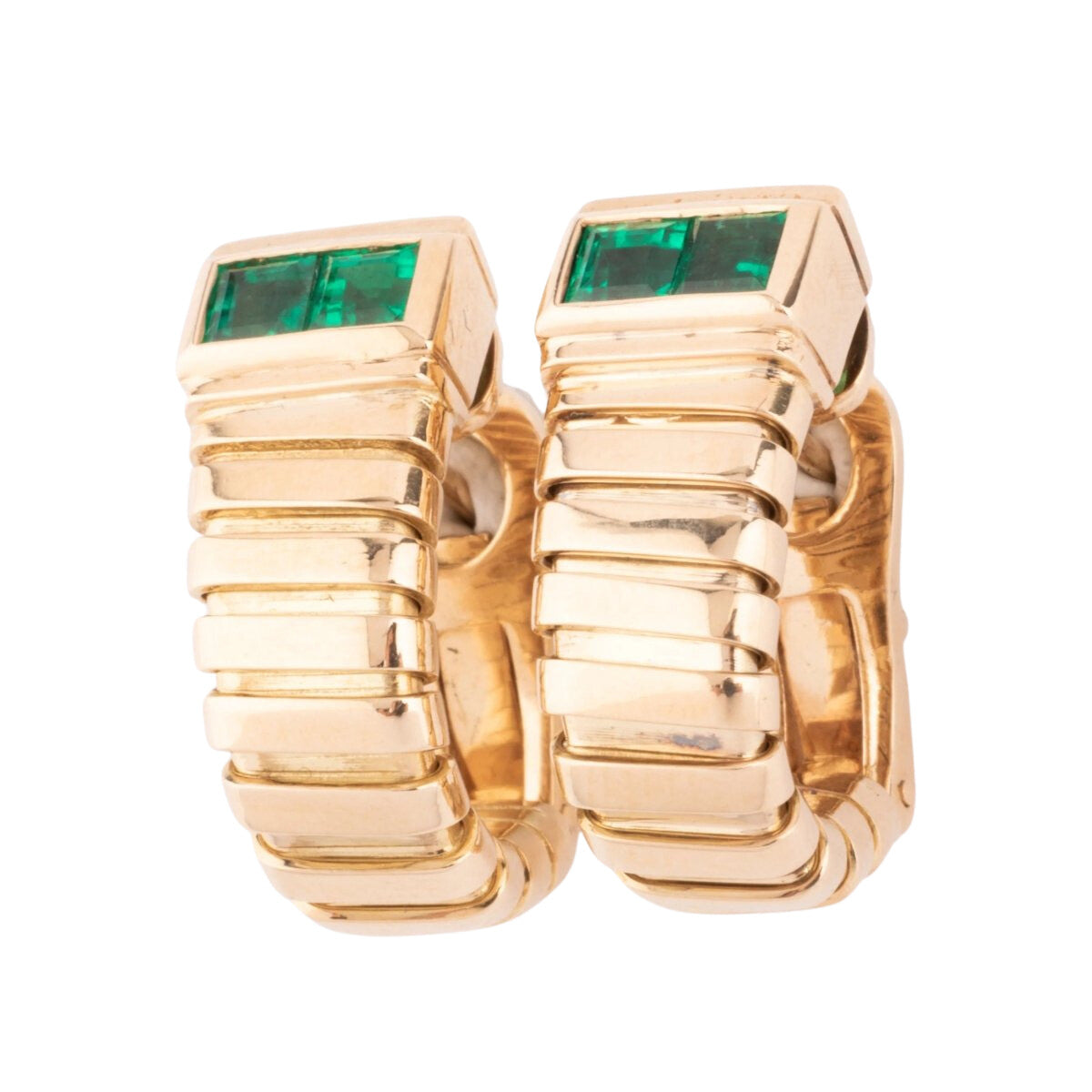 Boucles d'oreilles de la maison Bvlgari en émeraudes sur or jaune - Castafiore