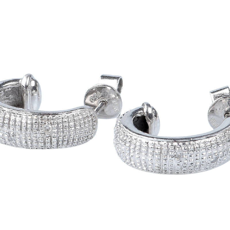 Boucles d’oreilles diamant en or blanc 18 carats ornées de 4 diamants de 0,04 carats - Castafiore