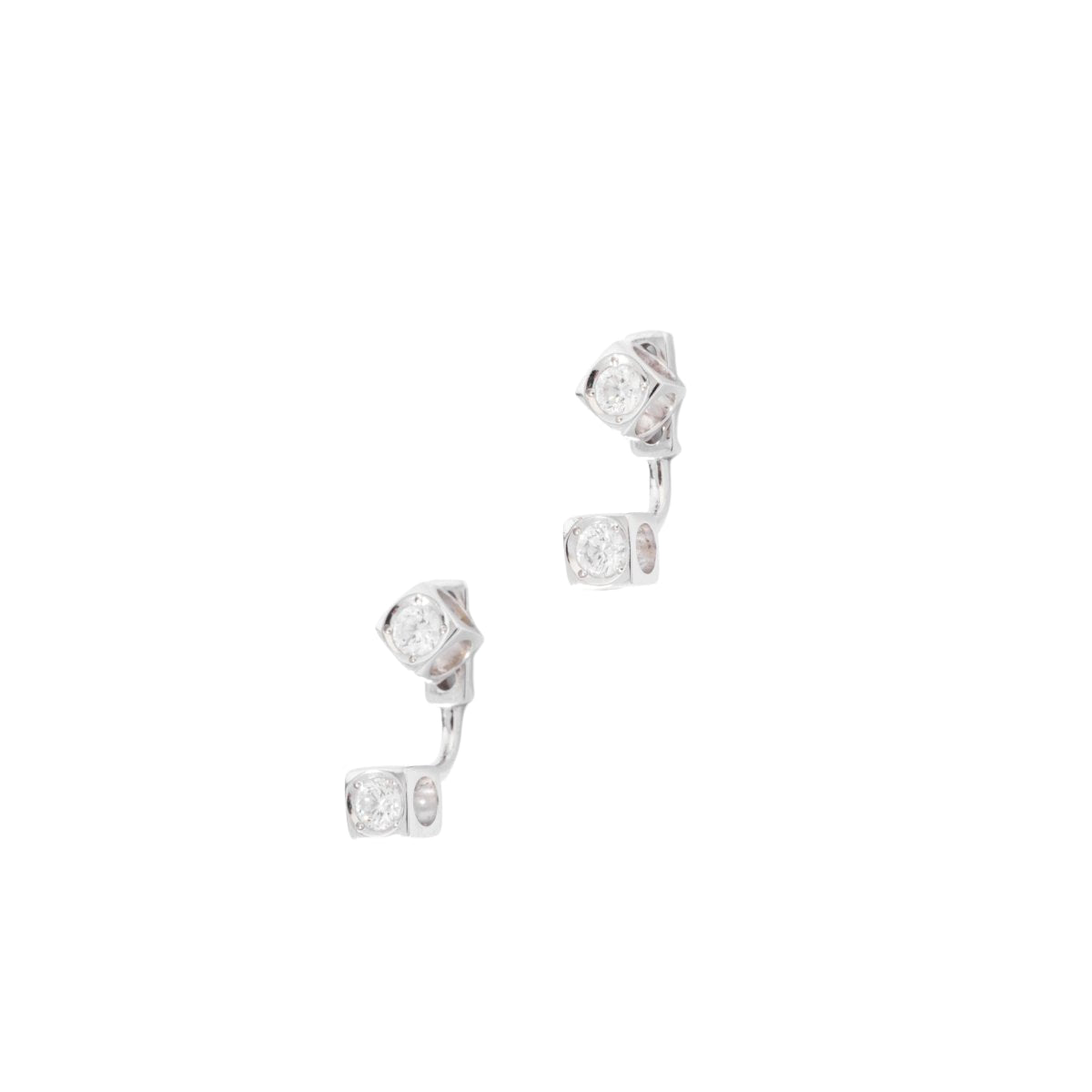 Boucles d'oreilles Dinh Van en or gris et diamants modèle Cube - Castafiore