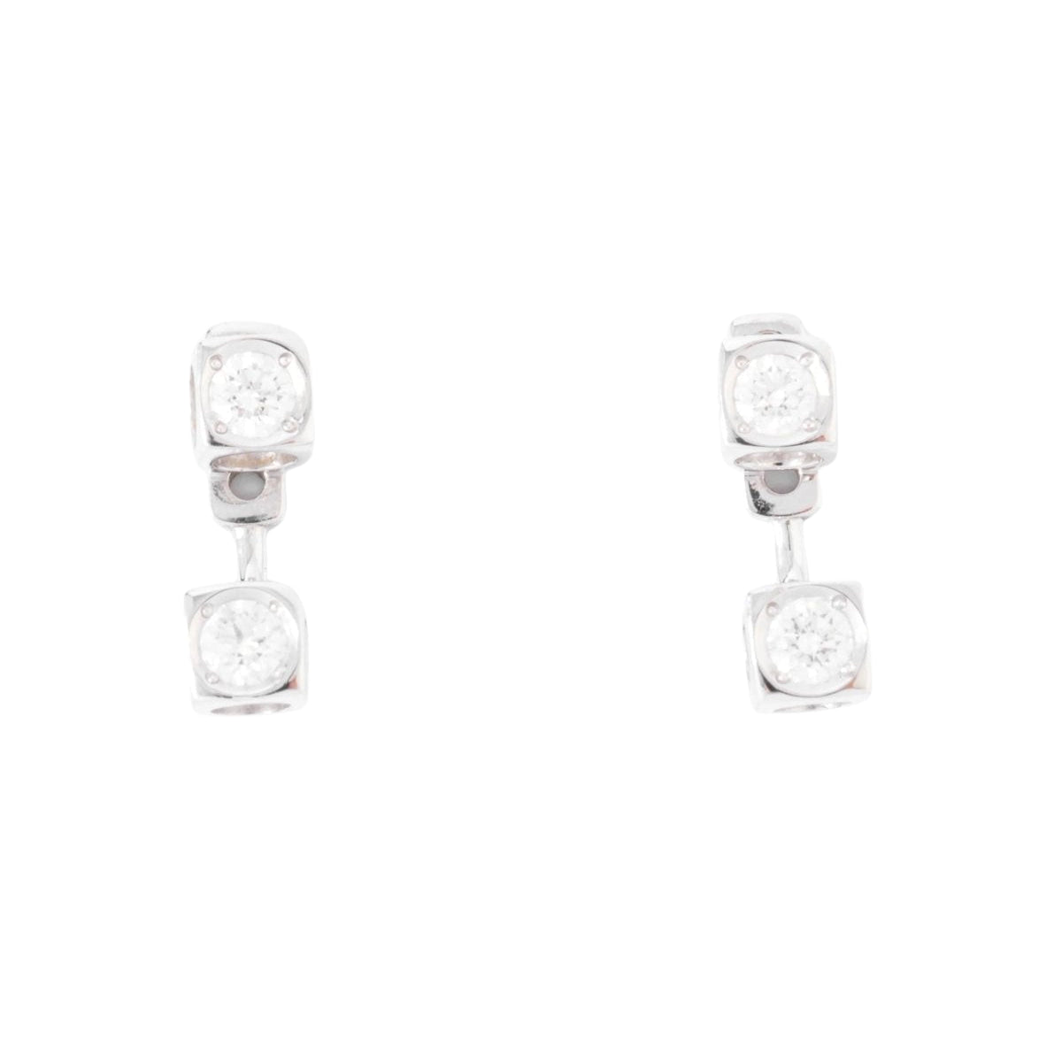 Boucles d'oreilles Dinh Van en or gris et diamants modèle Cube - Castafiore