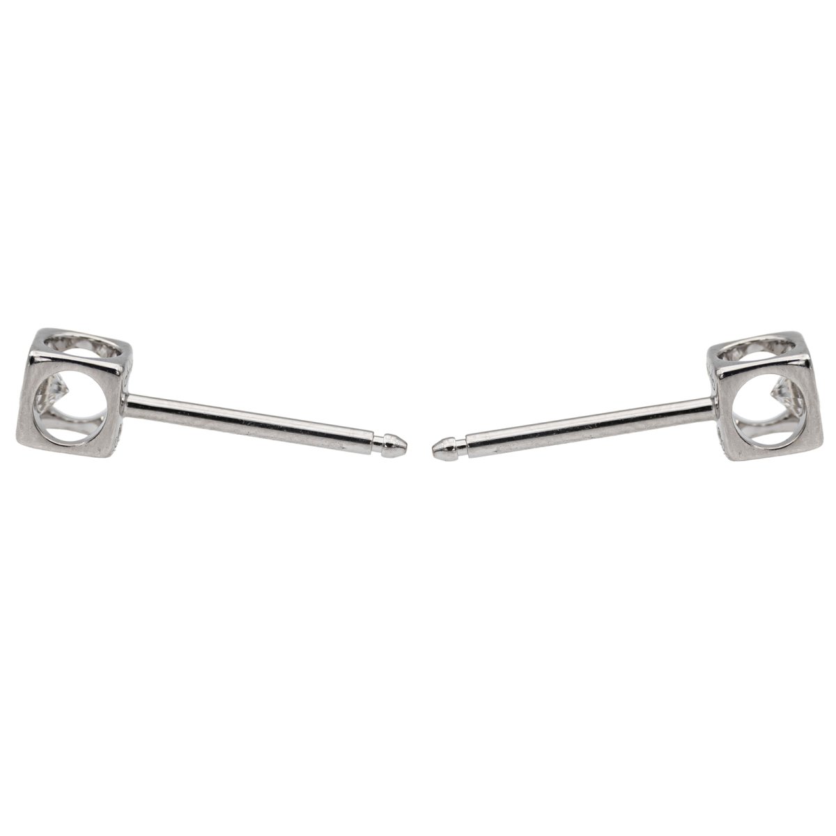 Boucles d'oreilles DINH VAN puces le cube en or blanc et diamants - Castafiore