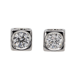 Boucles d'oreilles DINH VAN puces le cube en or blanc et diamants - Castafiore