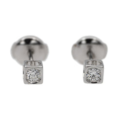 Boucles d'oreilles DINH VAN puces le cube en or blanc et diamants - Castafiore