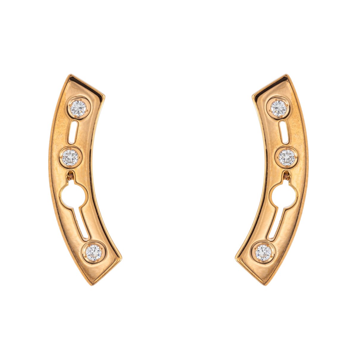 Boucles d'oreilles DINH VAN Pulse en or rose et diamants - Castafiore