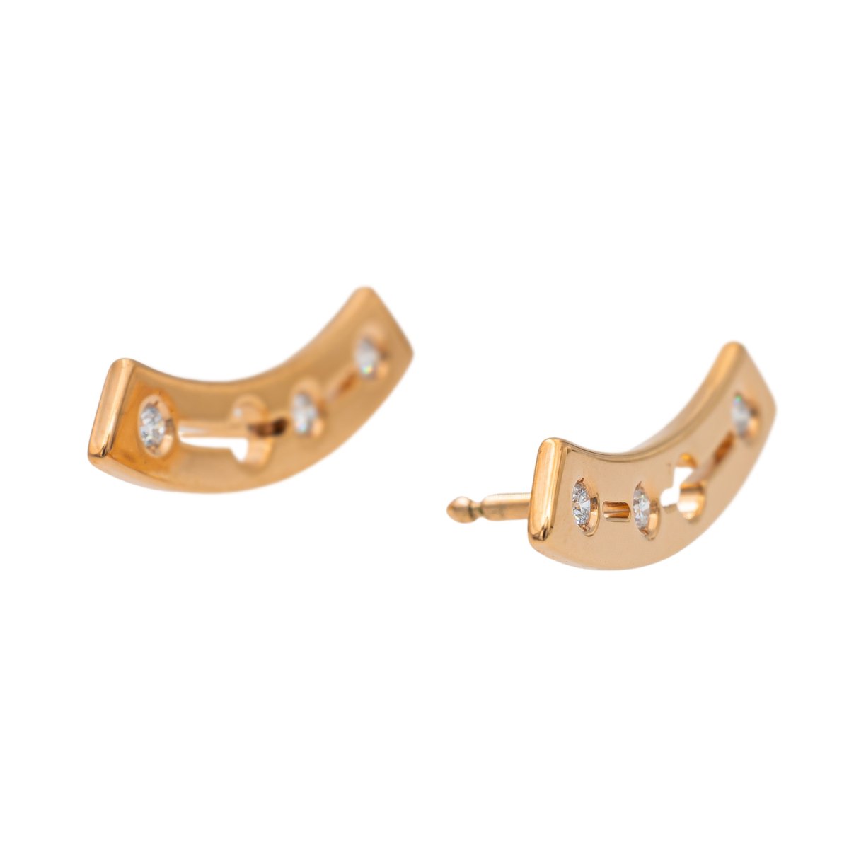 Boucles d'oreilles DINH VAN Pulse en or rose et diamants - Castafiore