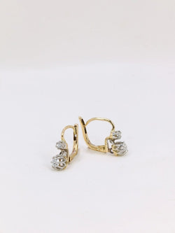 Boucles d’oreilles dormeuses anciennes en or, argent et diamants taille ancienne - Castafiore