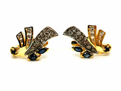 Boucles d'oreilles Dormeuses en 2 ors, diamants et saphirs - Castafiore