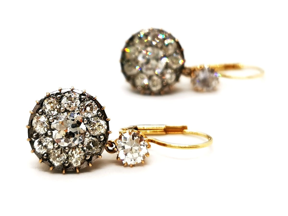 Boucles d'oreilles Dormeuses en 2 ors et diamant - Castafiore