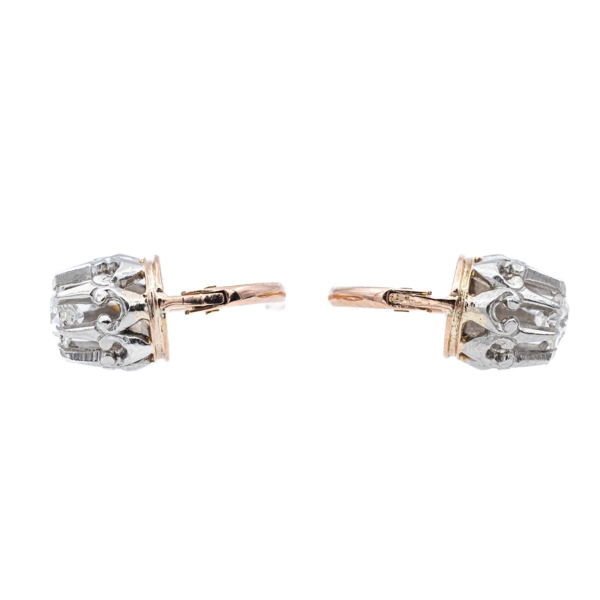 Boucles d'oreilles Dormeuses en 2 ors et diamants - Castafiore