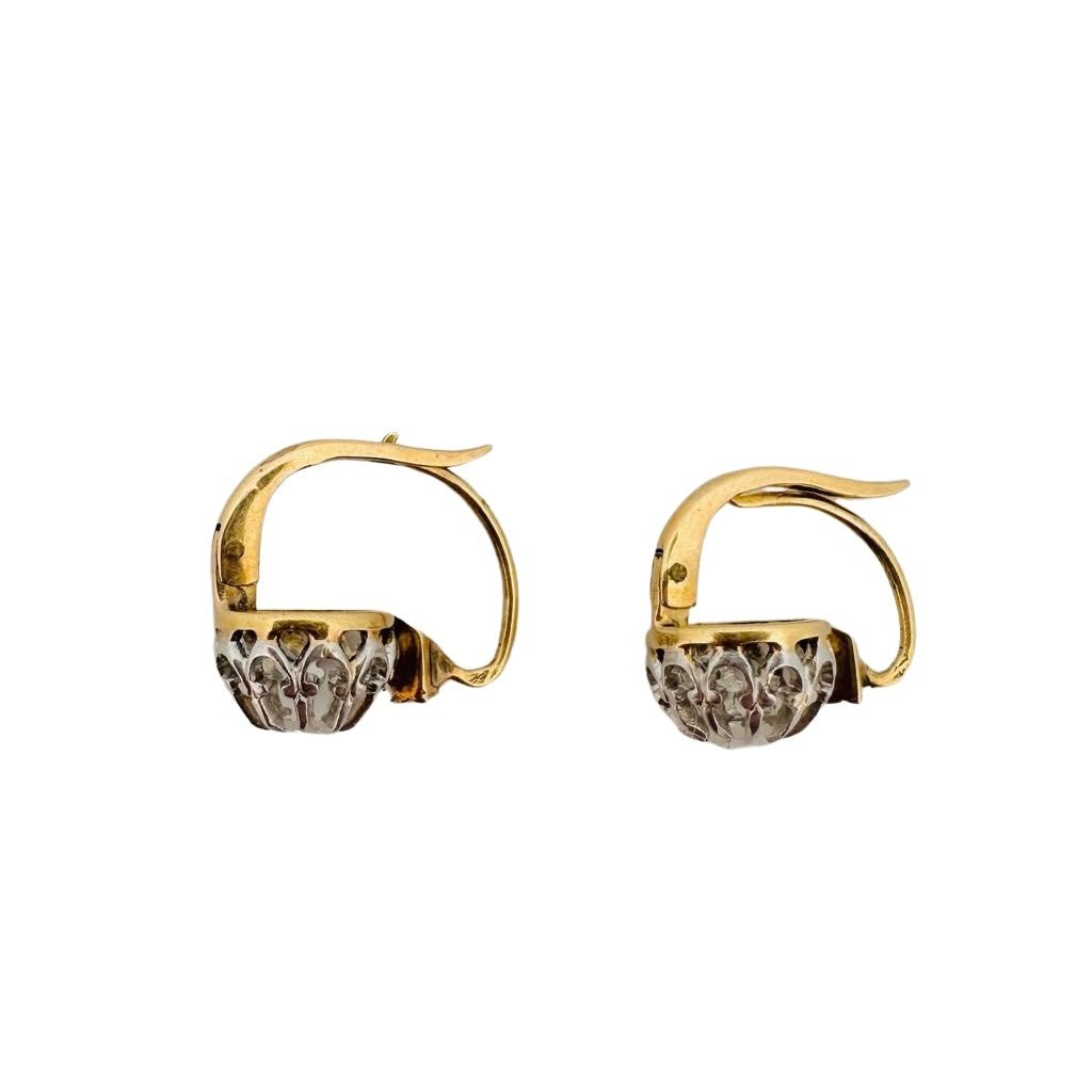 Boucles d'oreilles Dormeuses en or jaune et diamants - Castafiore