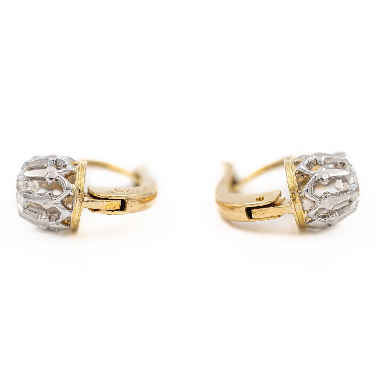 Boucles d'oreilles dormeuses en or jaune 18k et diamants –  bijouterieballanger