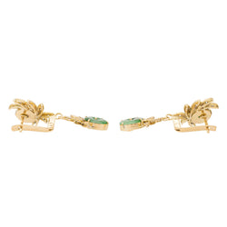 Boucles d'oreilles Dormeuses en or jaune, jade jadéite et diamants - Castafiore