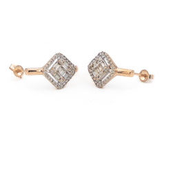 Boucles d'oreilles Dormeuses en or rose et diamants - Castafiore